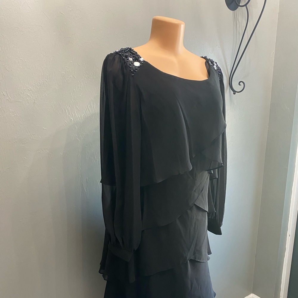 S.L. Fashions Black Dress‎ with Embellished Details